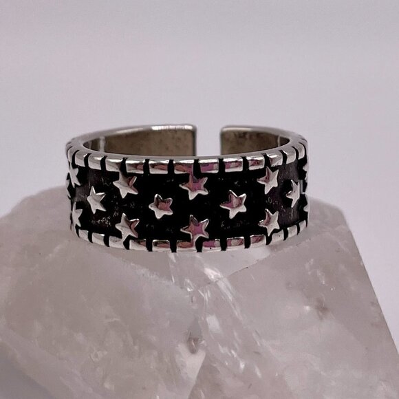 925 Sterling Stamped Adjustable Star Boho Ring #1308 - Picture 8 of 11